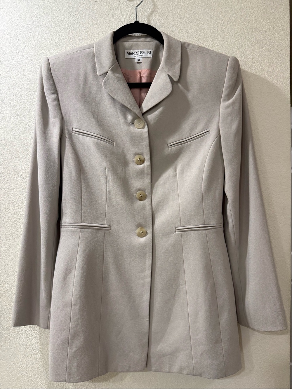 Women's Cream Tailored Button-Front Jacket